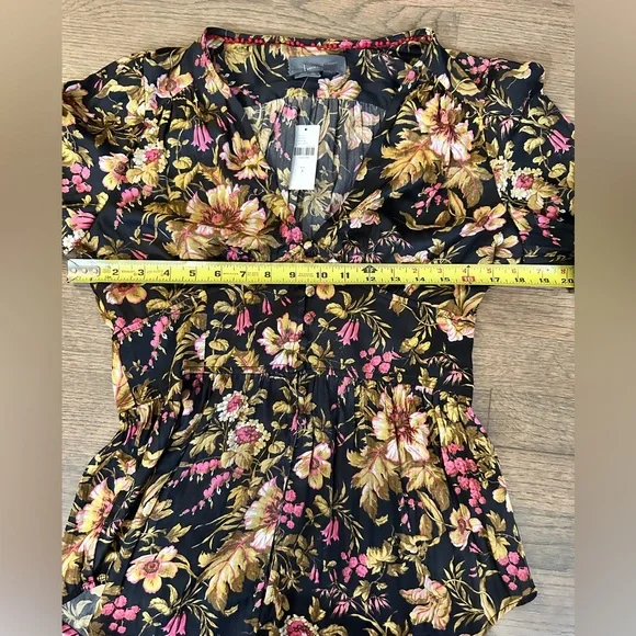 NEW Anthropologie Deep-V Floral Tunic Blouse-Size Small - Picture 15 of 16